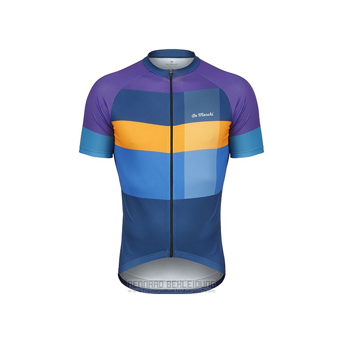 2021 Fahrradbekleidung De Marchi Volett Gelb Blau Trikot Kurzarm und Tragerhose - zum Schließen ins Bild klicken
